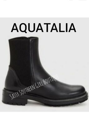 🆕⭐ AQUATALIA Women's black leather Chelsea boots